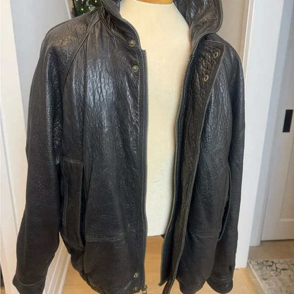 Vintage Nautica Genuine Leather Jacket Men’s Size 46 Black - Picture 5 of 11